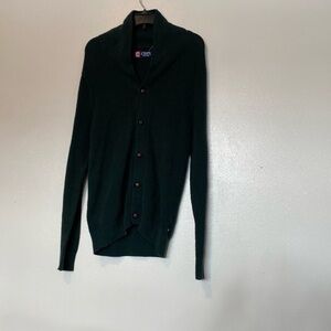 Chaps deep green waffled full button up long sleeve cotton sweater cardigan s
